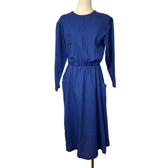 Vintage Dresses & Skirts - Vintage Royal Blue Midi Dress Made in the USA